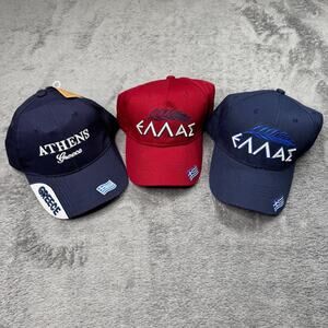 Athens Greece Souvenir Hat Baseball Cap NEW Lot of 3 Adult Strap Back Red Blue